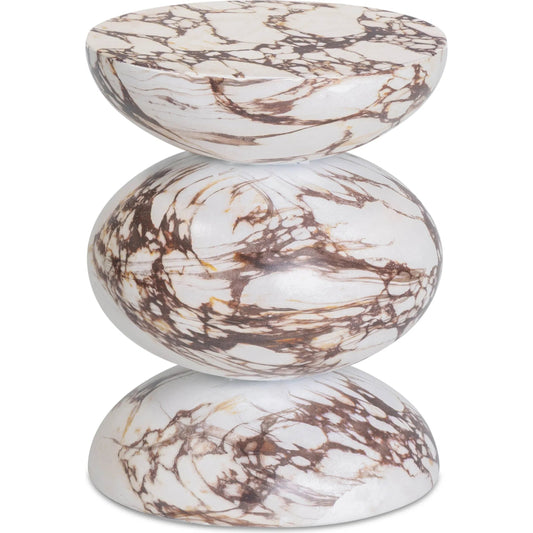 Pia Red Faux Marble Indoor/Outdoor Side Table by TOV Furniture in red marble. Made from concrete in a modern style.