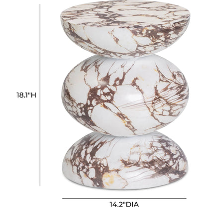 Pia Red Faux Marble Indoor/Outdoor Side Table by TOV Furniture in red marble. Made from concrete in a modern style.