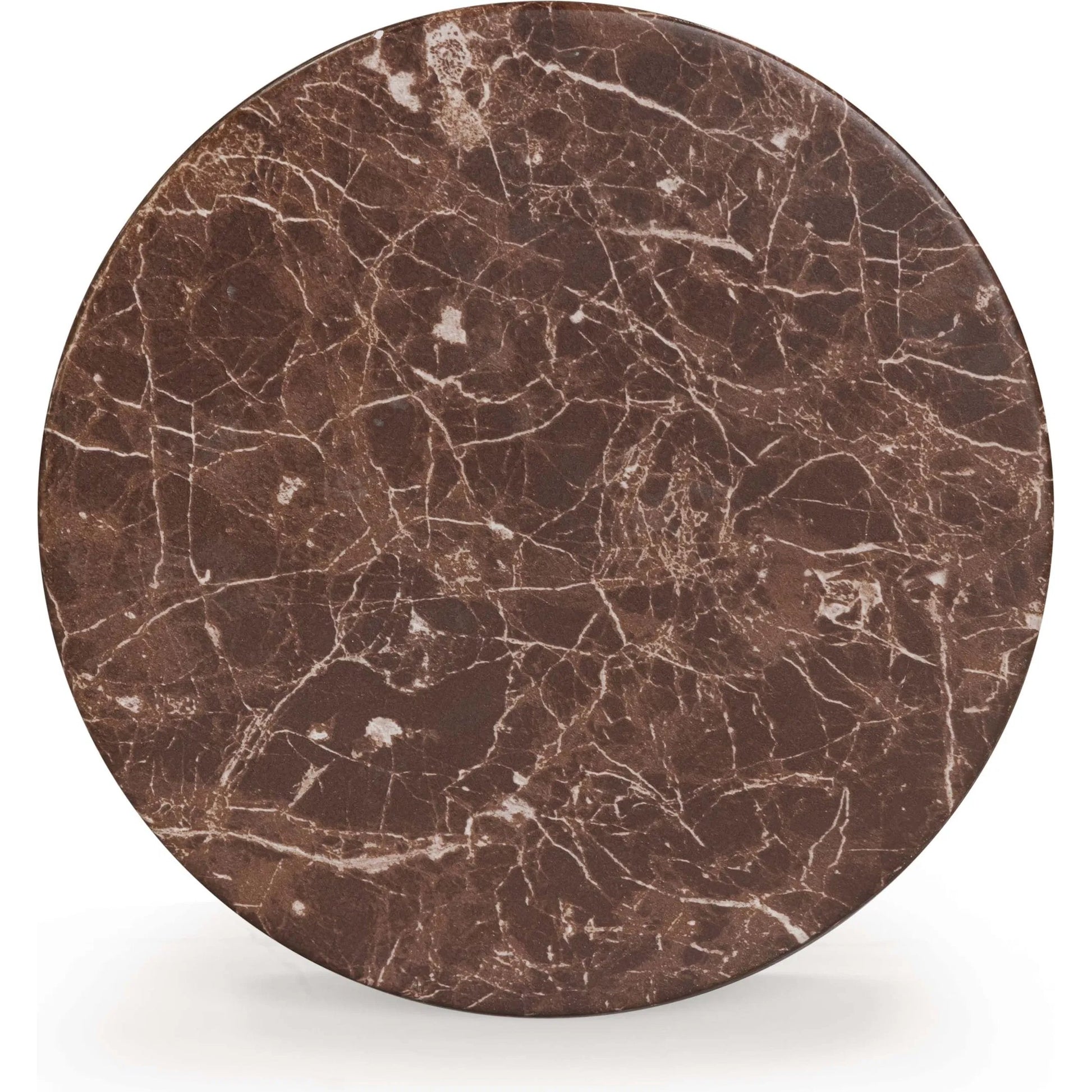 Ayon Faux Marble Indoor/Outdoor Side Table by TOV Furniture in red levanto. Made from concrete in a traditional style.