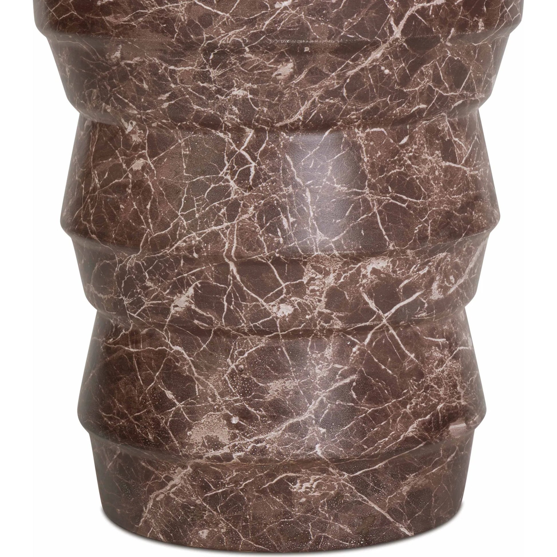 Ayon Faux Marble Indoor/Outdoor Side Table by TOV Furniture in red levanto. Made from concrete in a traditional style.