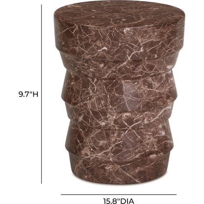 Ayon Faux Marble Indoor/Outdoor Side Table by TOV Furniture in red levanto. Made from concrete in a traditional style.