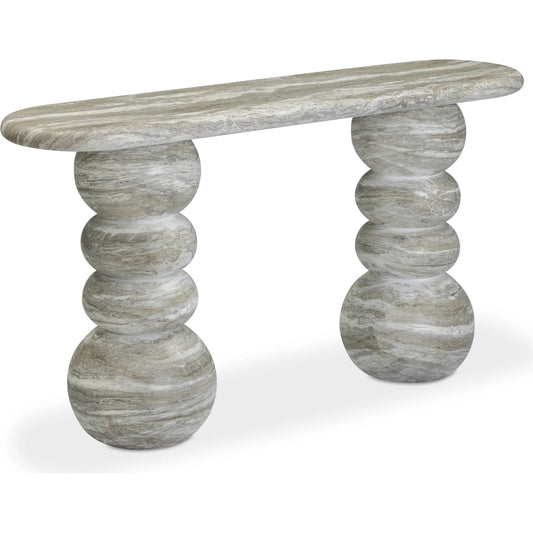 Hyre Indoor/Outdoor Console Table by TOV Furniture in natural stone. Made from concrete in a modern style.