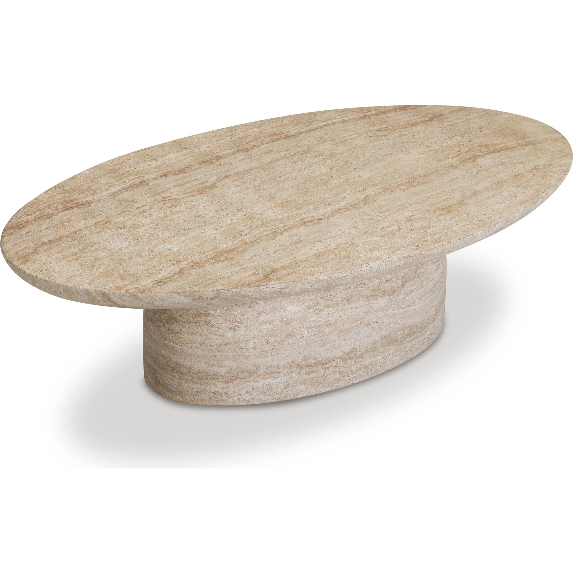 Sonia Faux Indoor/Outdoor Coffee Table by TOV Furniture in travertine. Made from concrete in a transitional style.