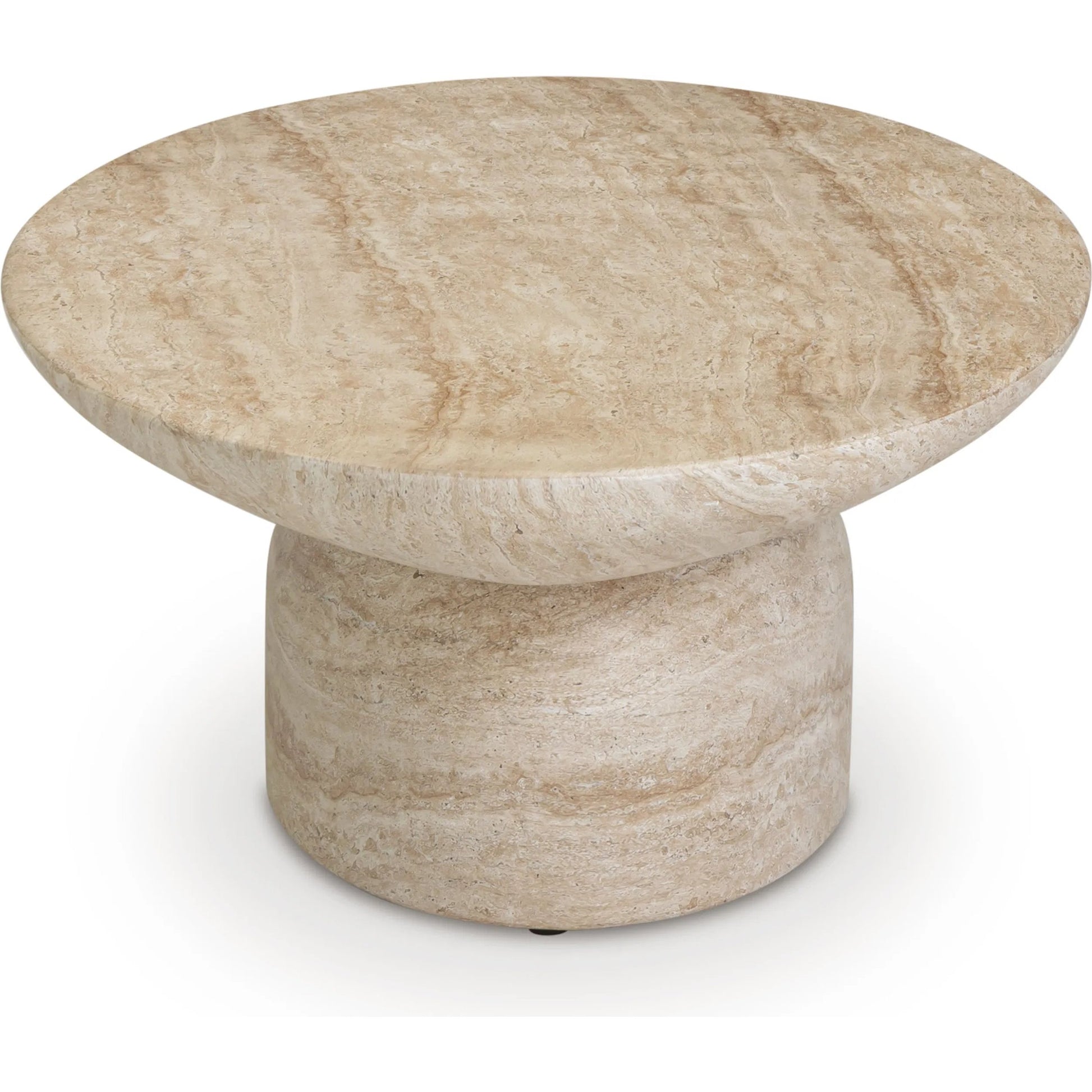 Sonia Faux Indoor/Outdoor Coffee Table by TOV Furniture in travertine. Made from concrete in a transitional style.