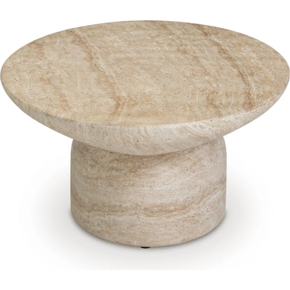 Sonia Faux Indoor/Outdoor Coffee Table by TOV Furniture in travertine. Made from concrete in a transitional style.