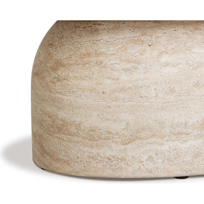 Sonia Faux Indoor/Outdoor Coffee Table by TOV Furniture in travertine. Made from concrete in a transitional style.