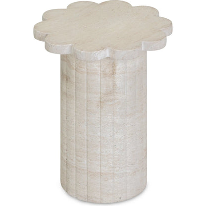 Blossom Faux Indoor/Outdoor Side Table by TOV Furniture in travertine. Made from concrete in a transitional style.
