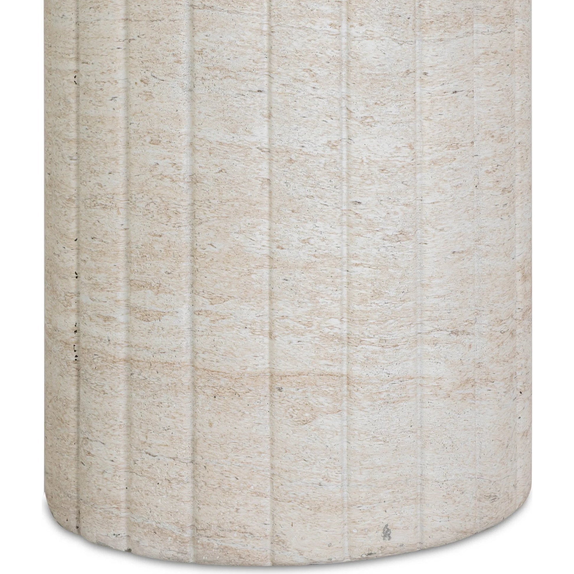 Blossom Faux Indoor/Outdoor Side Table by TOV Furniture in travertine. Made from concrete in a transitional style.