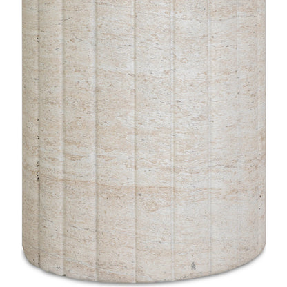 Blossom Faux Indoor/Outdoor Side Table by TOV Furniture in travertine. Made from concrete in a transitional style.