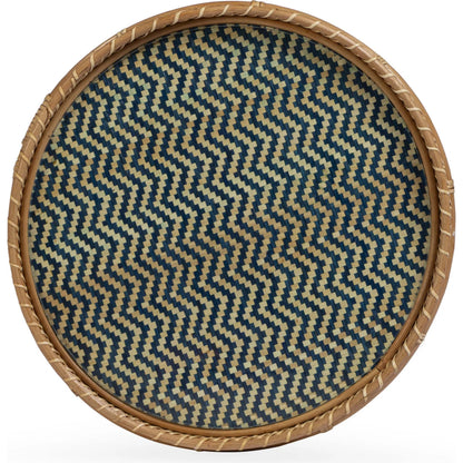 Lindy Side Table by TOV Furniture in natural. Made from plywood, rattan, tempered glass in a unique style.
