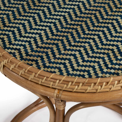 Lindy Side Table by TOV Furniture in natural. Made from plywood, rattan, tempered glass in a unique style.