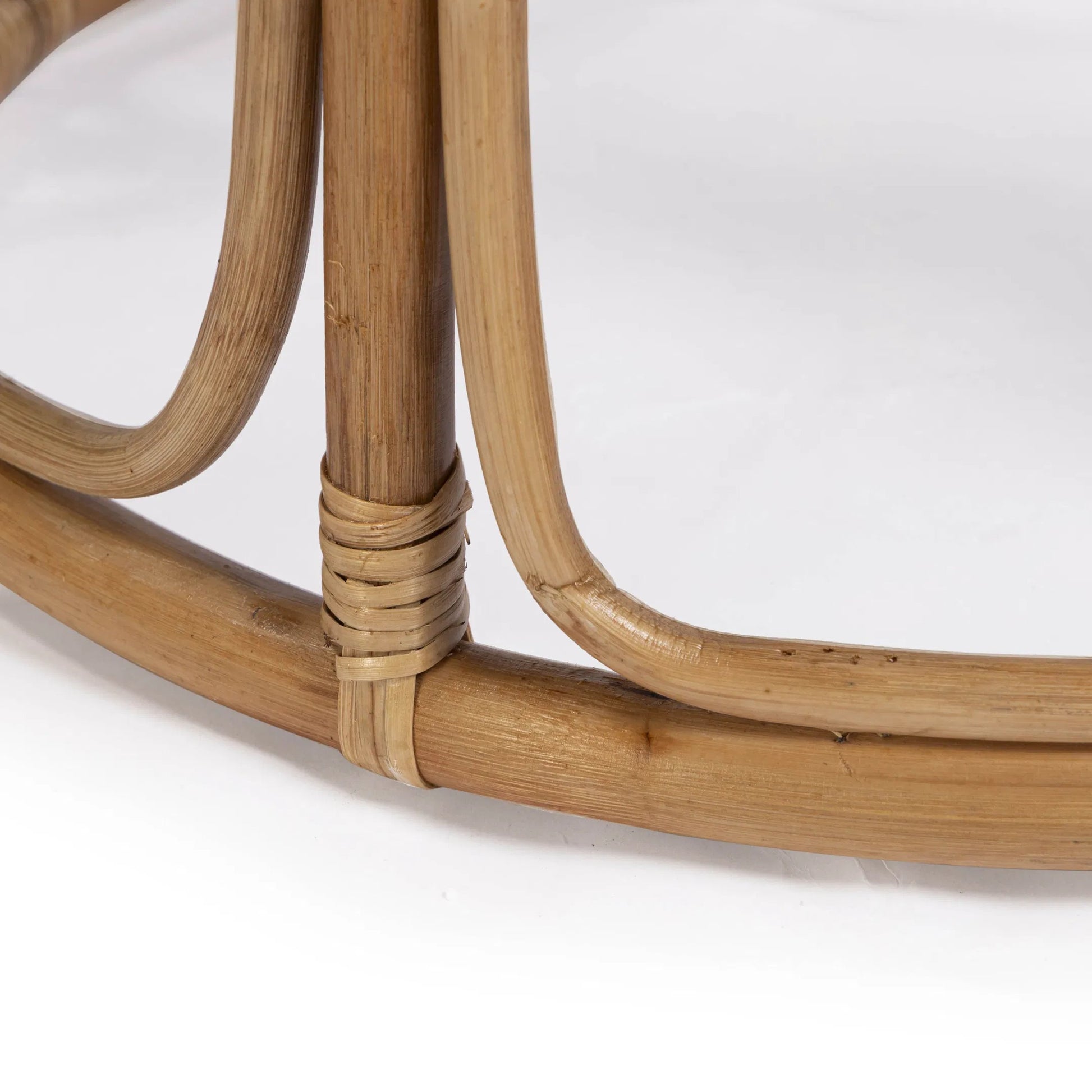 Lindy Side Table by TOV Furniture in natural. Made from plywood, rattan, tempered glass in a unique style.