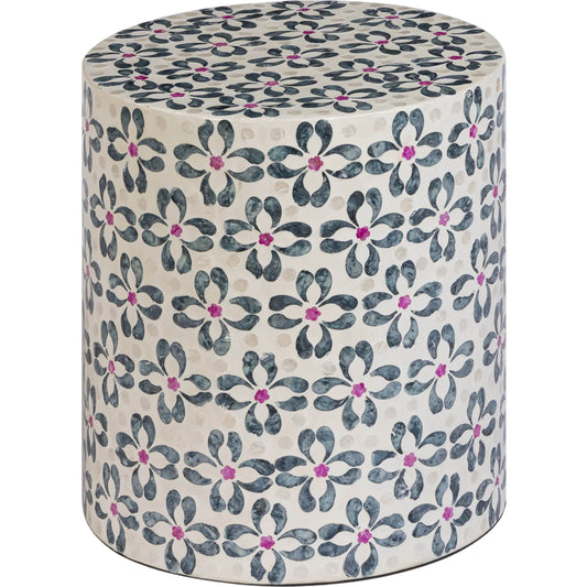 Lorna Capiz Accent Stool by TOV Furniture. Made from mdf, shell in a unique style.