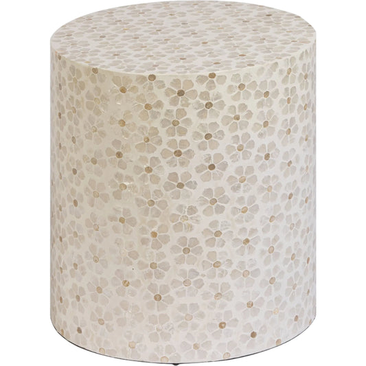 Lorna Capiz Accent Stool by TOV Furniture. Made from mdf, shell in a unique style.
