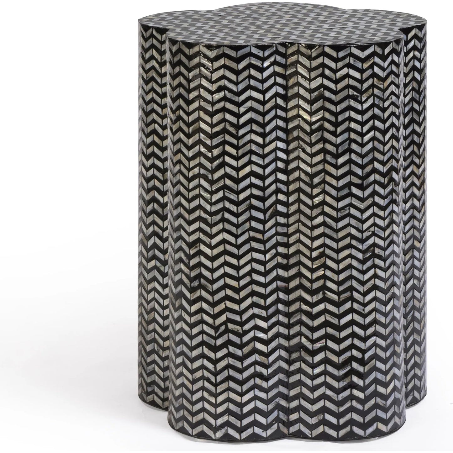 003 SI-2527463 | Additional Silo | Truffle Mother of Pearl Side Table by TOV Furniture in black. Made from mdf, shell in a unique style.