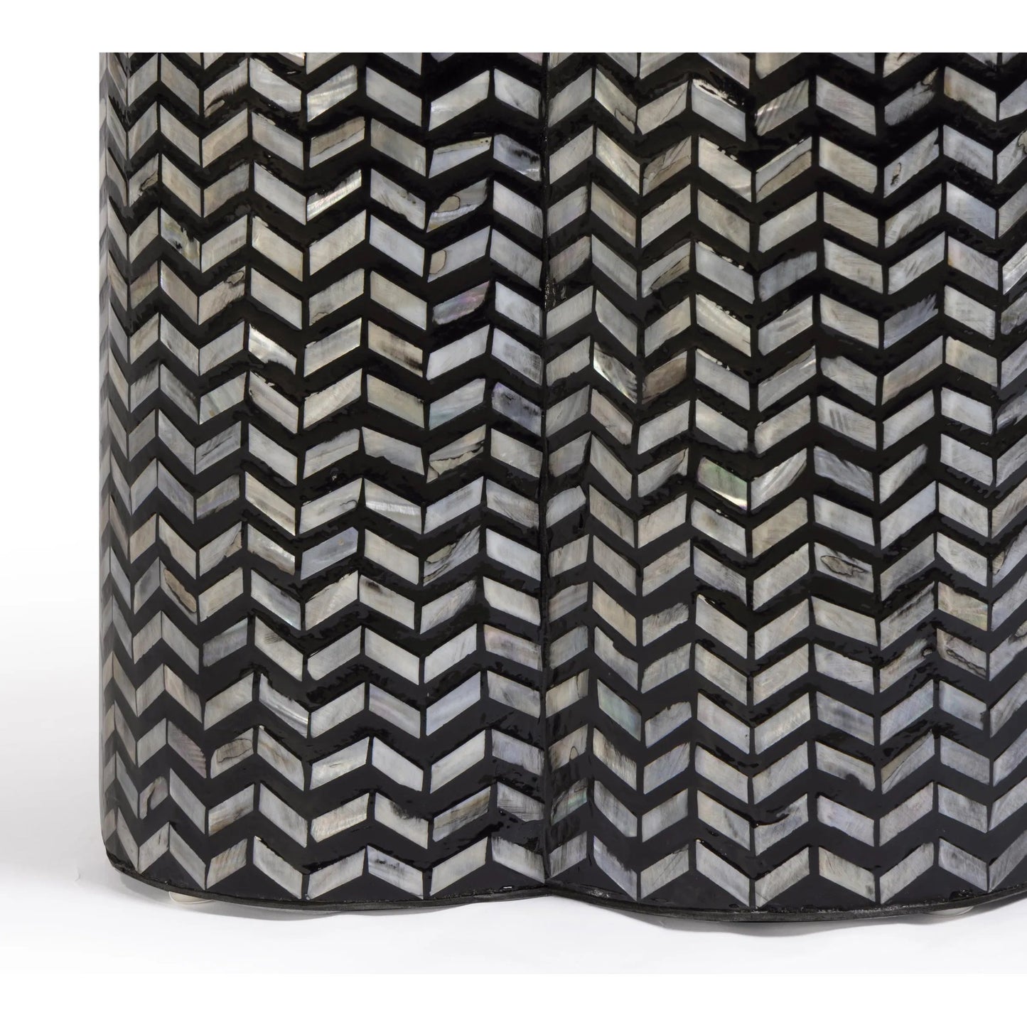 002 SI-2527463 | Closeup | Truffle Mother of Pearl Side Table by TOV Furniture in black. Made from mdf, shell in a unique style.
