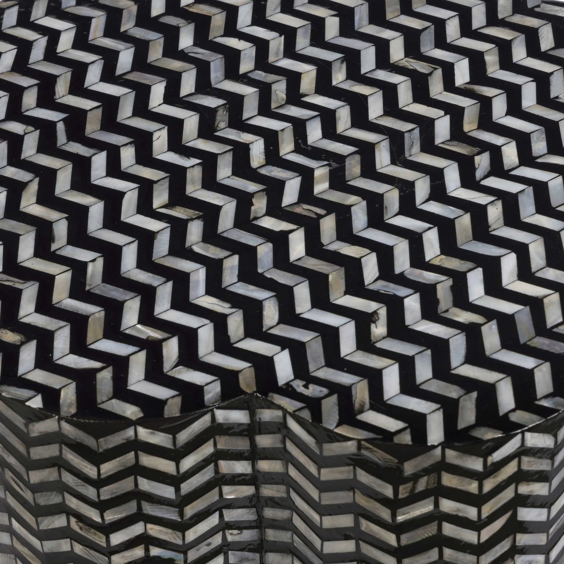 Truffle Mother of Pearl Side Table by TOV Furniture in black. Made from mdf, shell in a unique style.
