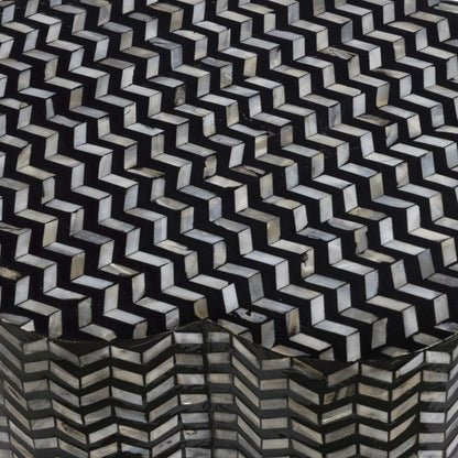 Truffle Mother of Pearl Side Table by TOV Furniture in black. Made from mdf, shell in a unique style.
