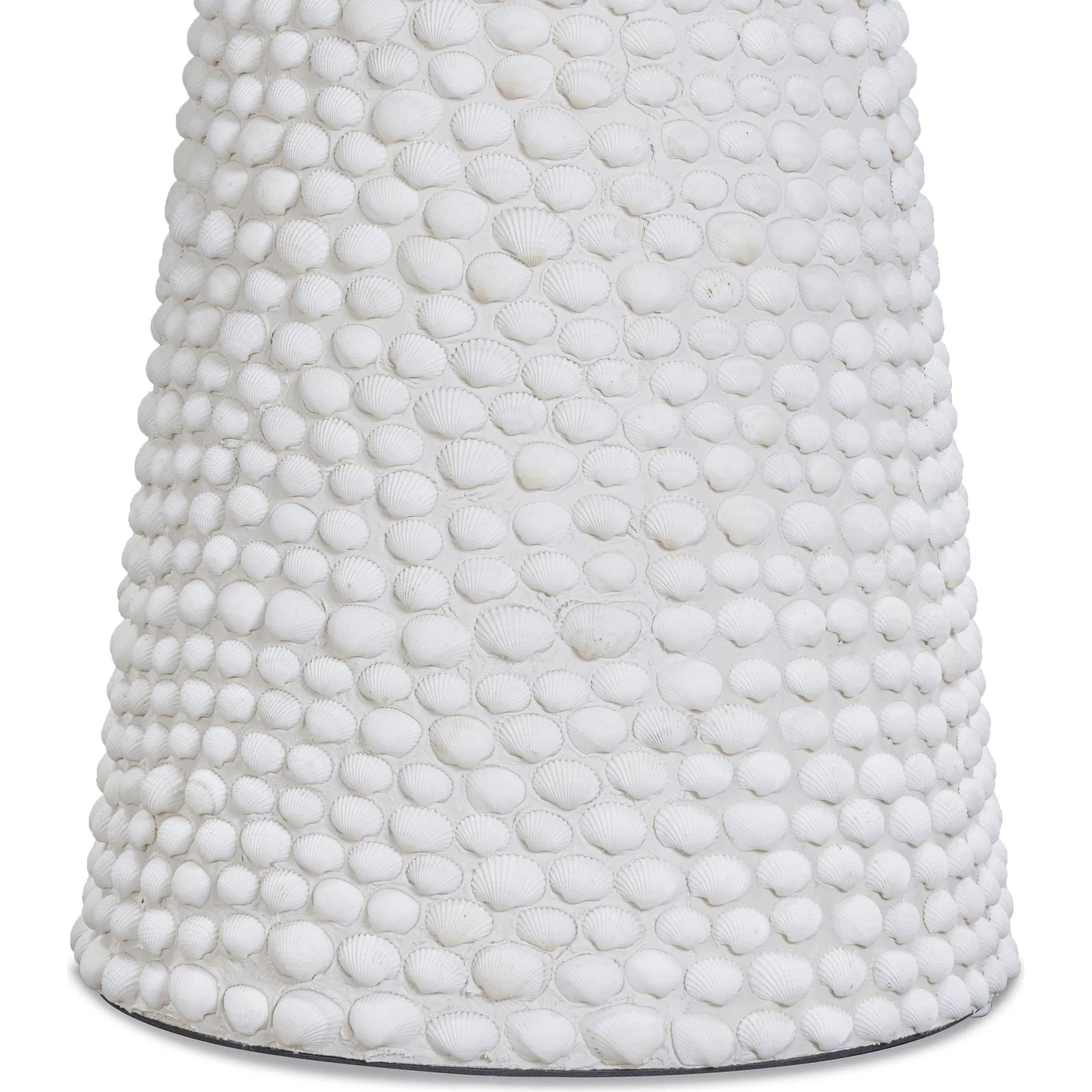 Coast White Seashell Round Side Table by TOV Furniture in pearl. Made from mdf, shell in a unique style.