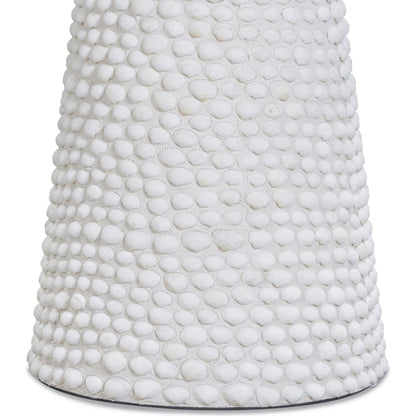 Coast White Seashell Round Side Table by TOV Furniture in pearl. Made from mdf, shell in a unique style.