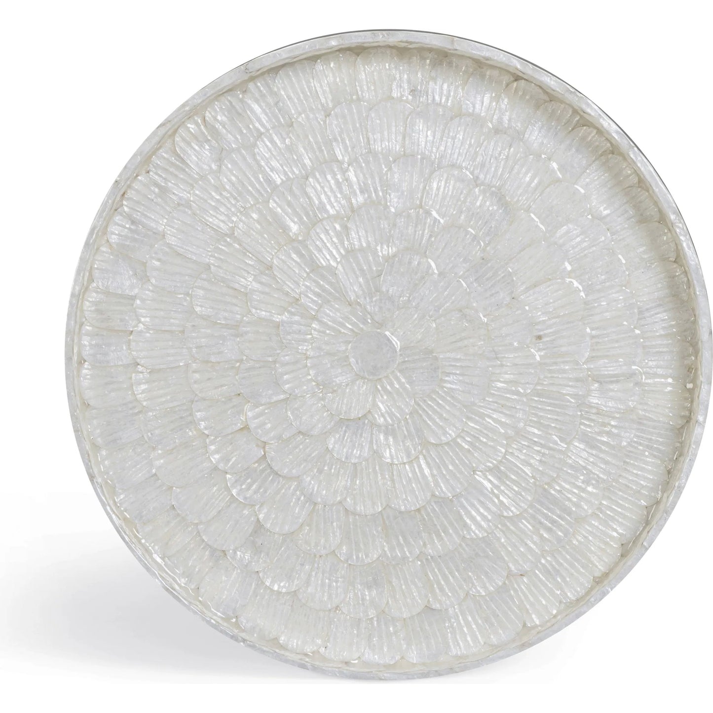 002 SI-2532635 | Additional Silo | Coast White Seashell Round Side Table by TOV Furniture in pearl. Made from mdf, shell in a unique style.