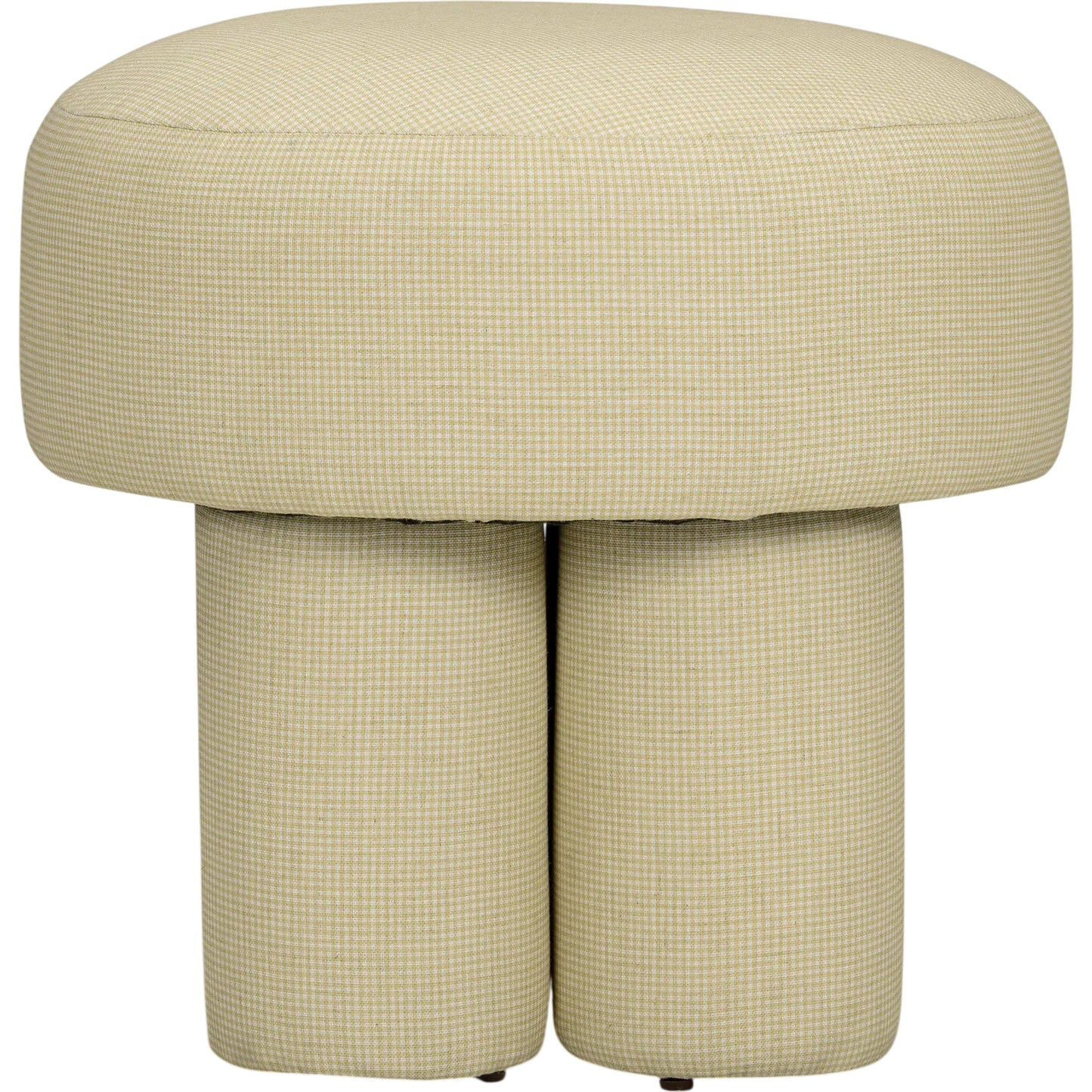 001 SI-2532679 | Primary Silo | Masha Yellow Homespun Plaid Performance Linen Accent Stool by TOV Furniture in yellow plaid. Made from fabric, plywood in a unique style.