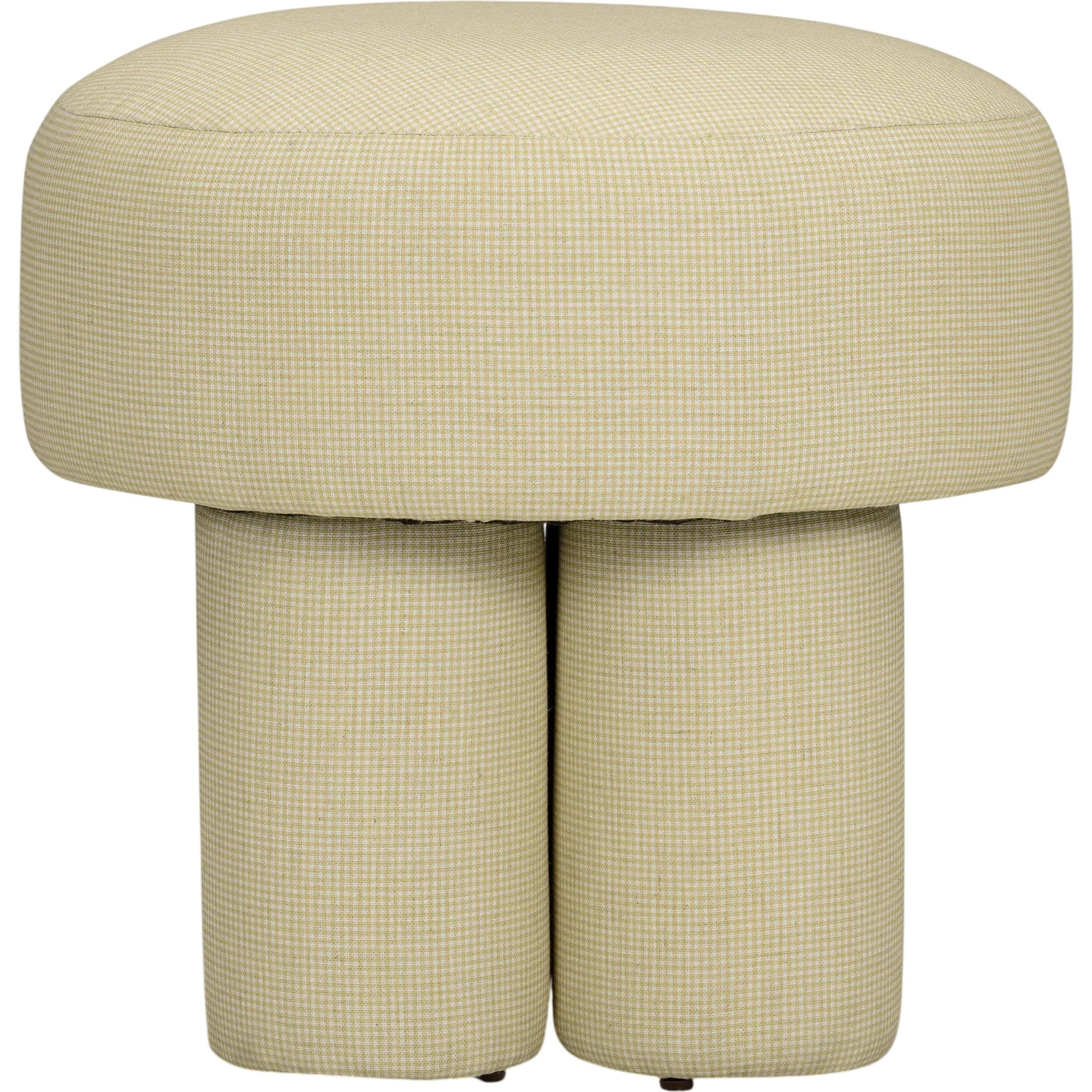 Masha Yellow Homespun Plaid Performance Linen Accent Stool by TOV Furniture in yellow plaid. Made from fabric, plywood in a unique style.