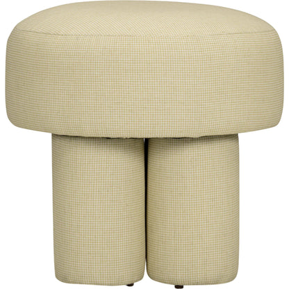 Masha Yellow Homespun Plaid Performance Linen Accent Stool by TOV Furniture in yellow plaid. Made from fabric, plywood in a unique style.