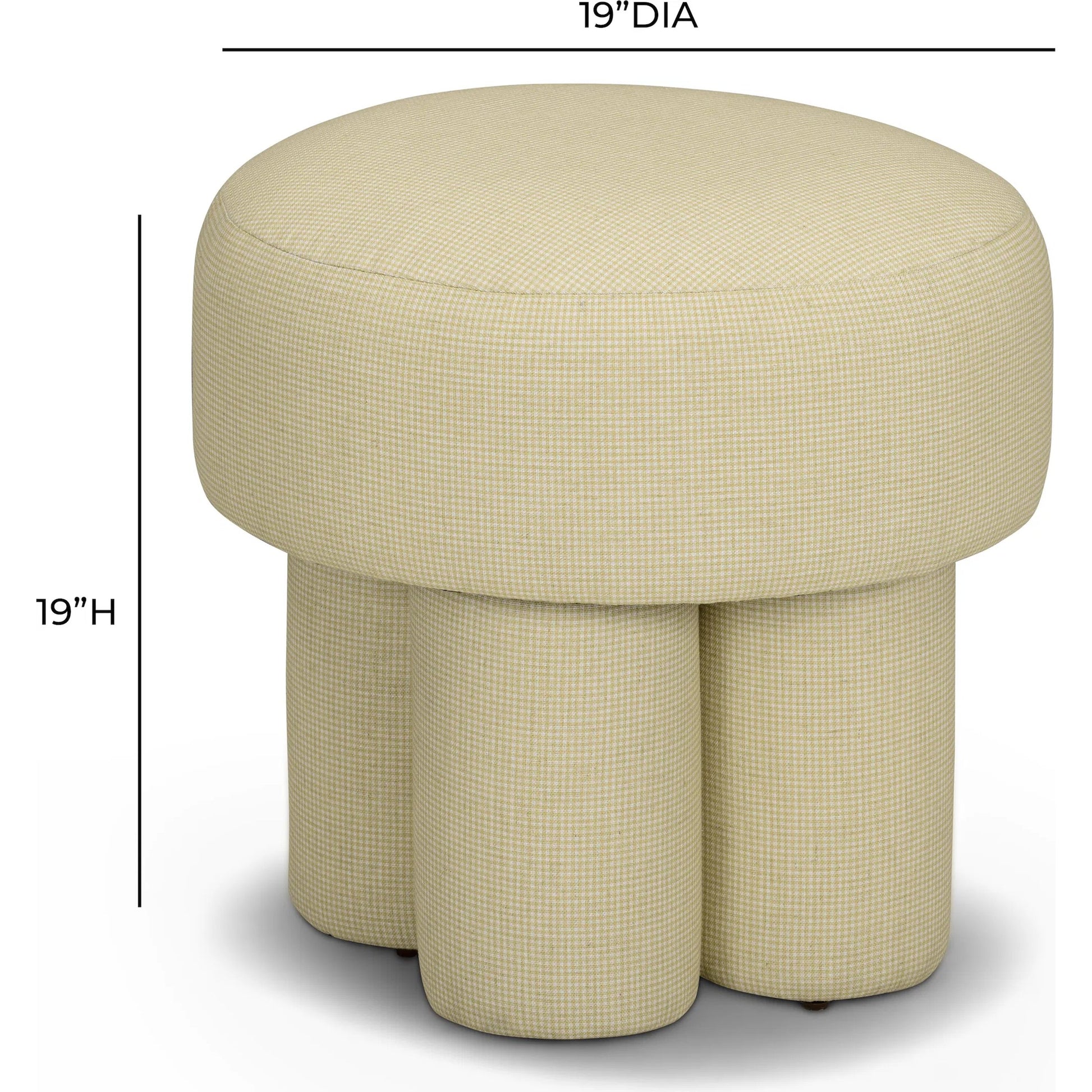 Masha Yellow Homespun Plaid Performance Linen Accent Stool by TOV Furniture in yellow plaid. Made from fabric, plywood in a unique style.