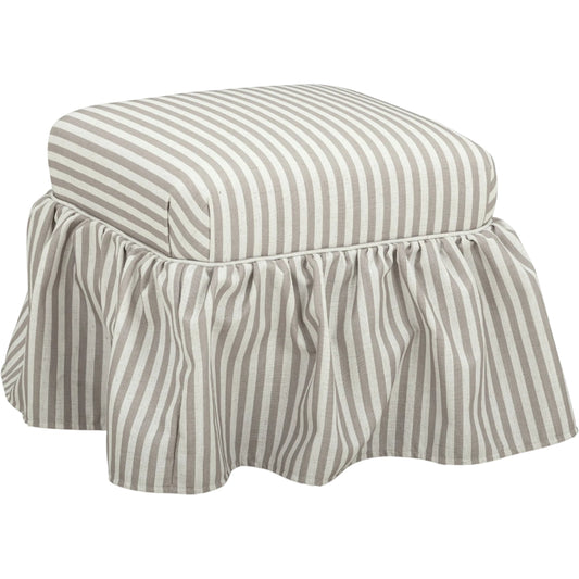 Gertrude Striped Performance Linen Skirted Ottoman by TOV Furniture. Made from fabric, plywood, rubberwood in a unique style.