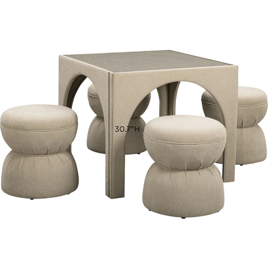 Tomlin Performance Chenille Game Table Two Ottomans Set by TOV Furniture. Made from unique in a unique style.