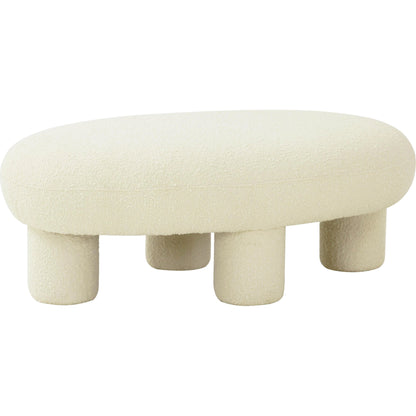 Discus Boucle Ottoman by TOV Furniture in cream. Made from boucle polyester in a modern style.