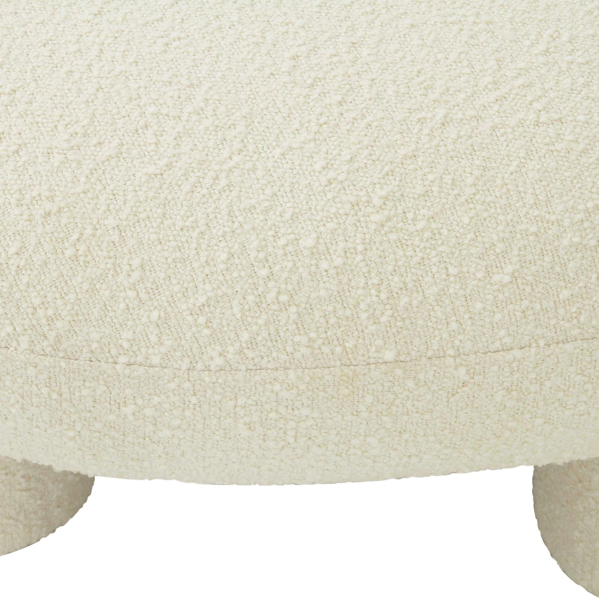 Discus Boucle Ottoman by TOV Furniture in cream. Made from boucle polyester in a modern style.