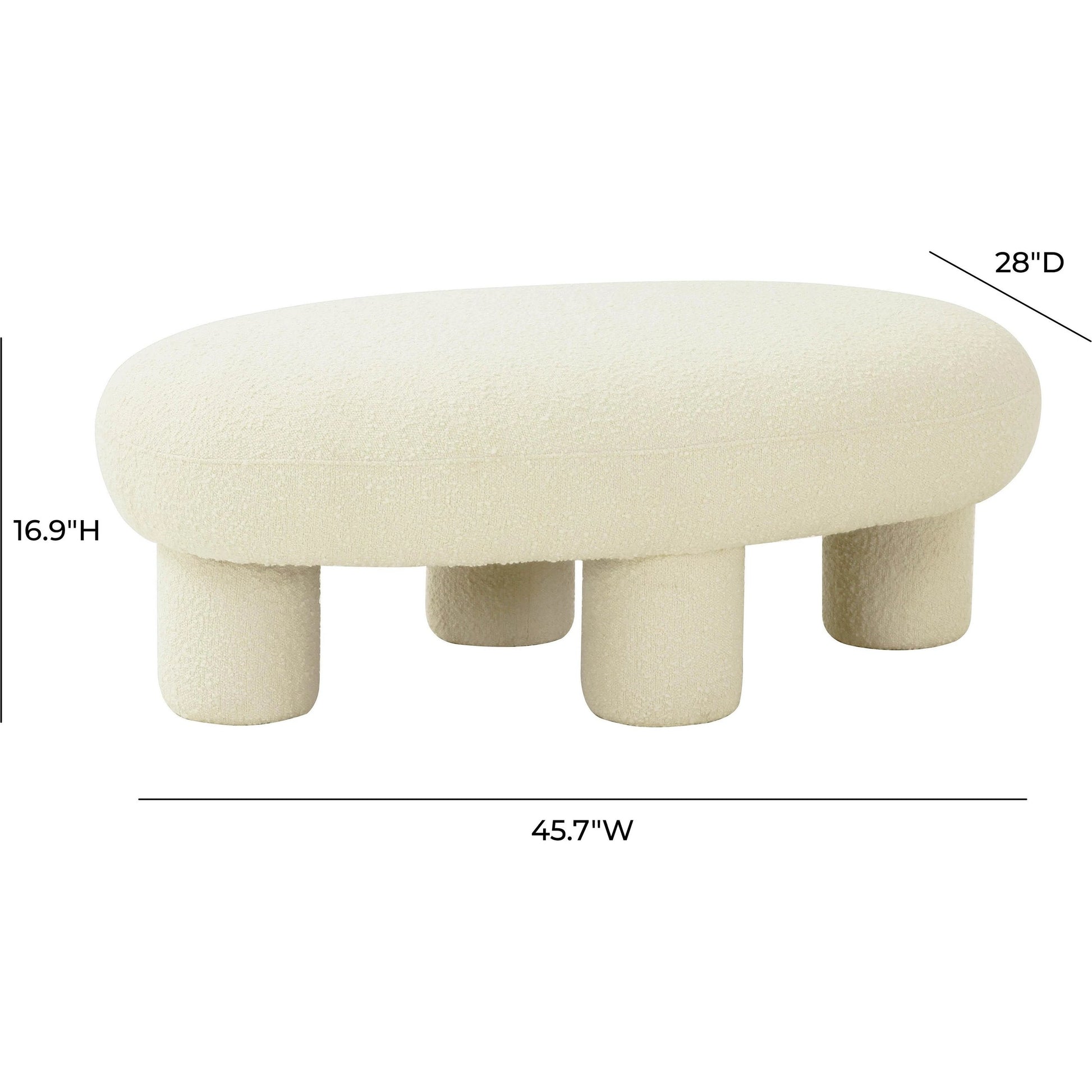 Discus Boucle Ottoman by TOV Furniture in cream. Made from boucle polyester in a modern style.