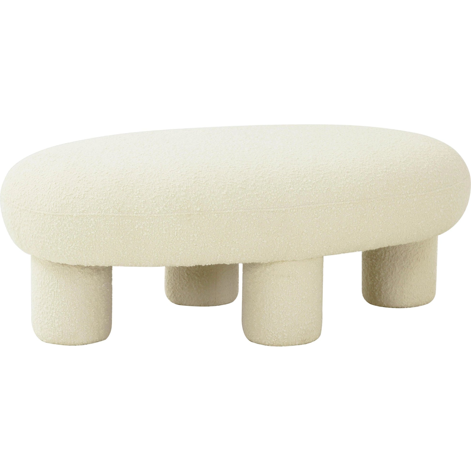 Discus Boucle Ottoman by TOV Furniture in cream. Made from boucle polyester in a modern style.