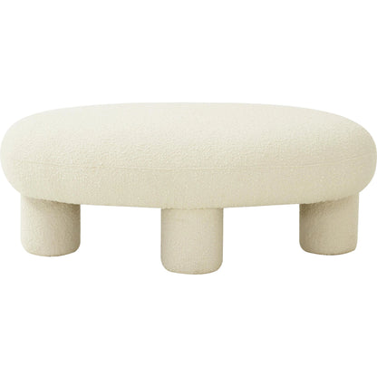 Discus Boucle Ottoman by TOV Furniture in cream. Made from boucle polyester in a modern style.