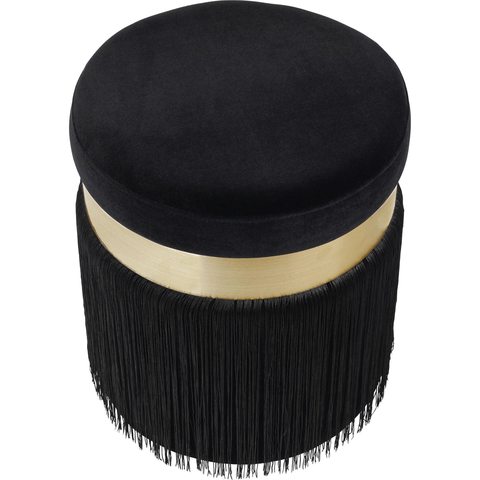 Melody Tasseled Ottoman by TOV Furniture. Made from velvet, mdf in a transitional style.