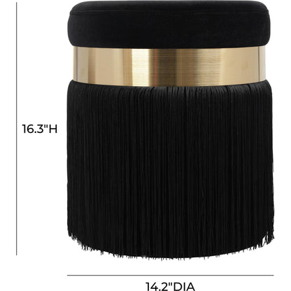 Melody Tasseled Ottoman by TOV Furniture. Made from velvet, mdf in a transitional style.