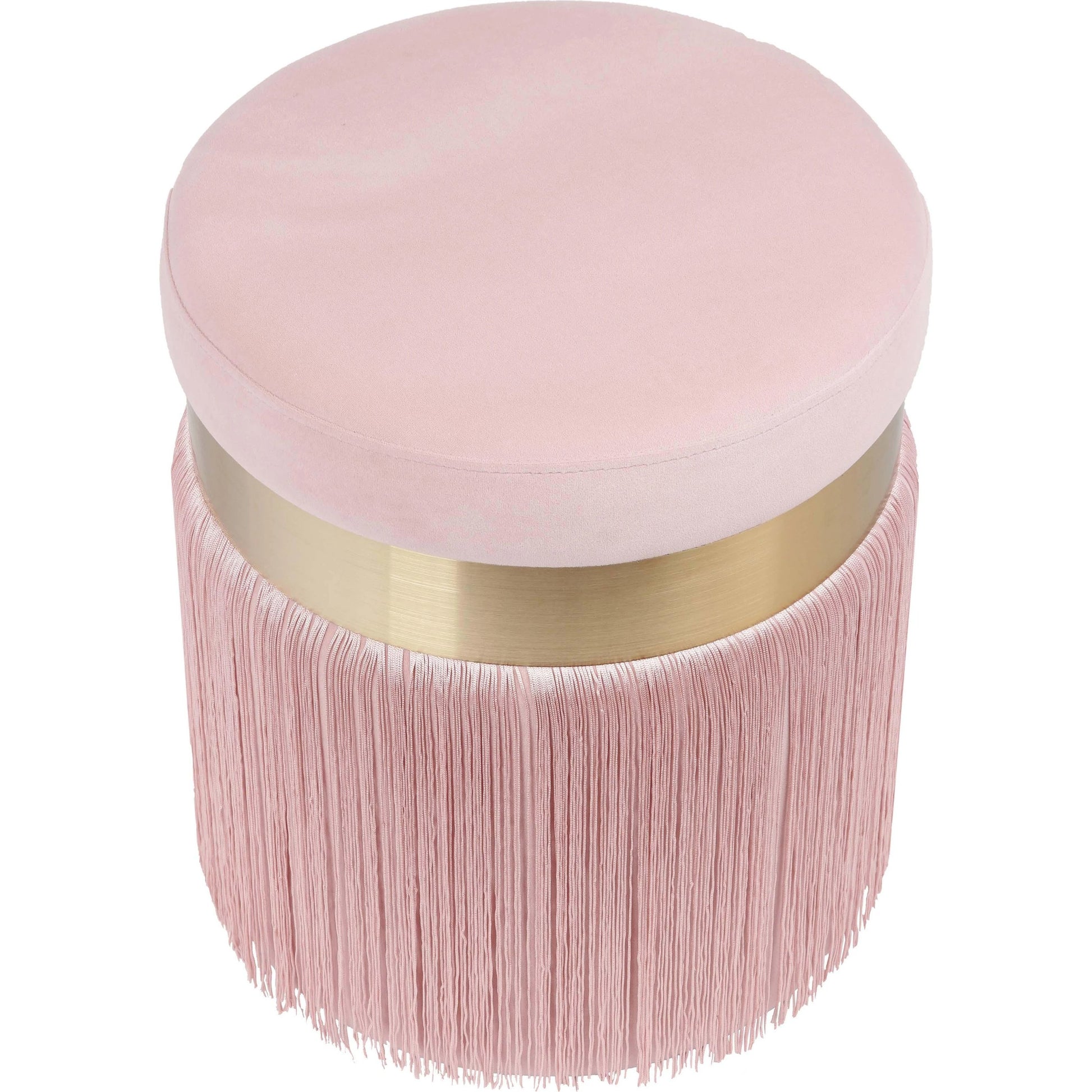 Melody Tasseled Ottoman by TOV Furniture. Made from velvet, mdf in a transitional style.