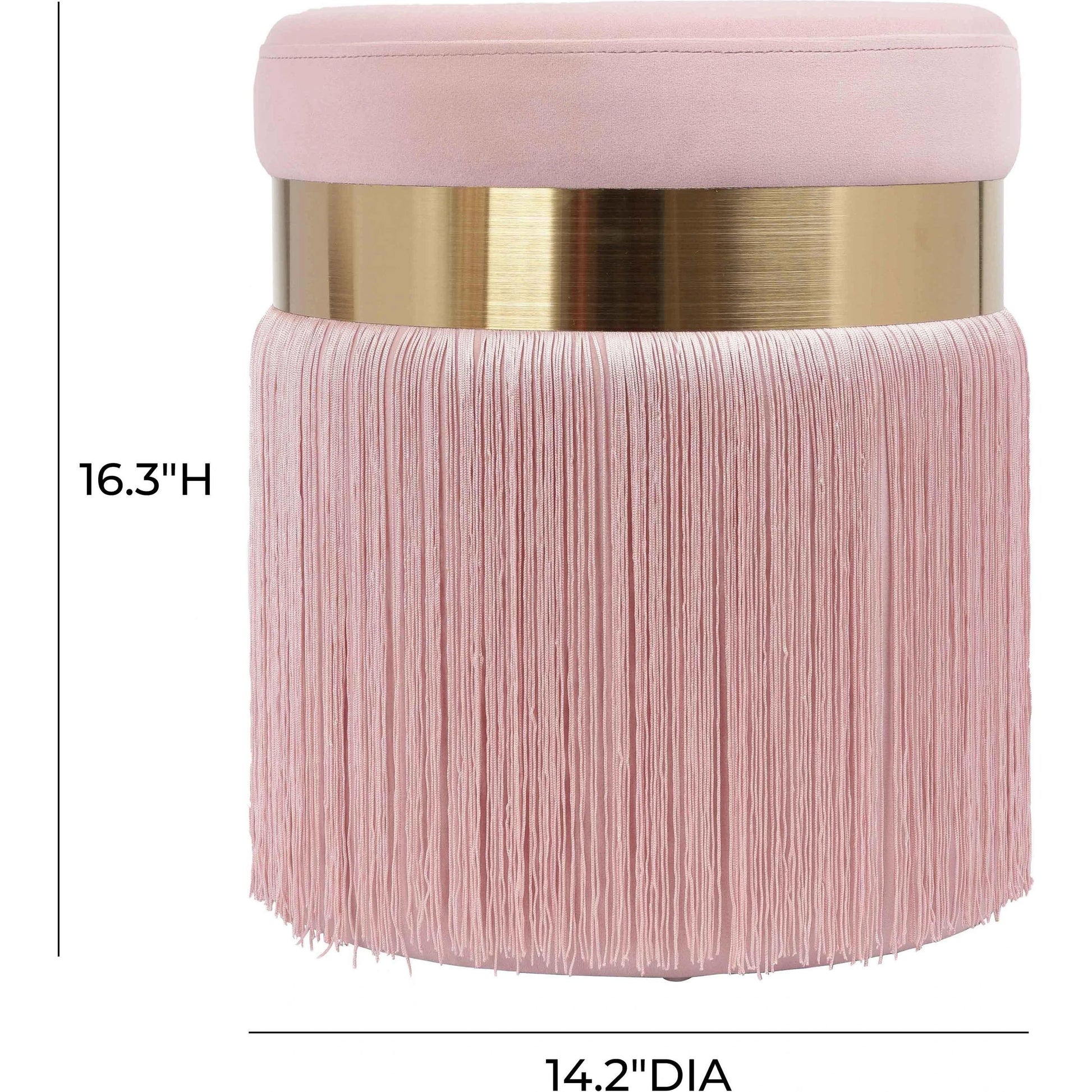 Melody Tasseled Ottoman by TOV Furniture. Made from velvet, mdf in a transitional style.