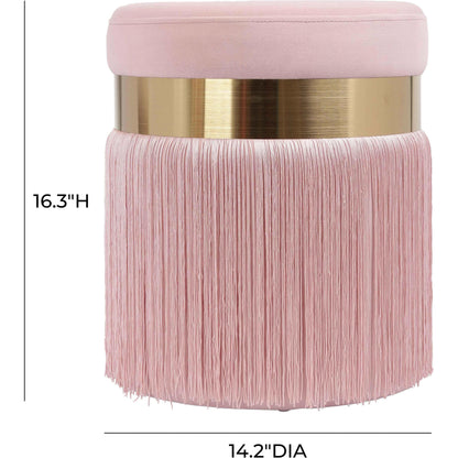 Melody Tasseled Ottoman by TOV Furniture. Made from velvet, mdf in a transitional style.