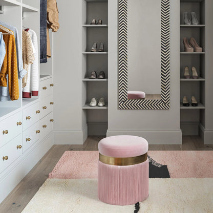 Melody Tasseled Ottoman by TOV Furniture. Made from velvet, mdf in a transitional style.