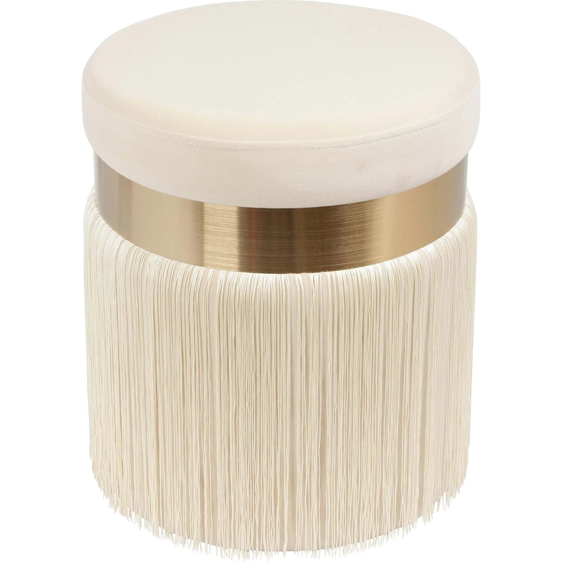 Melody Tasseled Ottoman by TOV Furniture. Made from velvet, mdf in a transitional style.