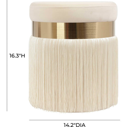 Melody Tasseled Ottoman by TOV Furniture. Made from velvet, mdf in a transitional style.