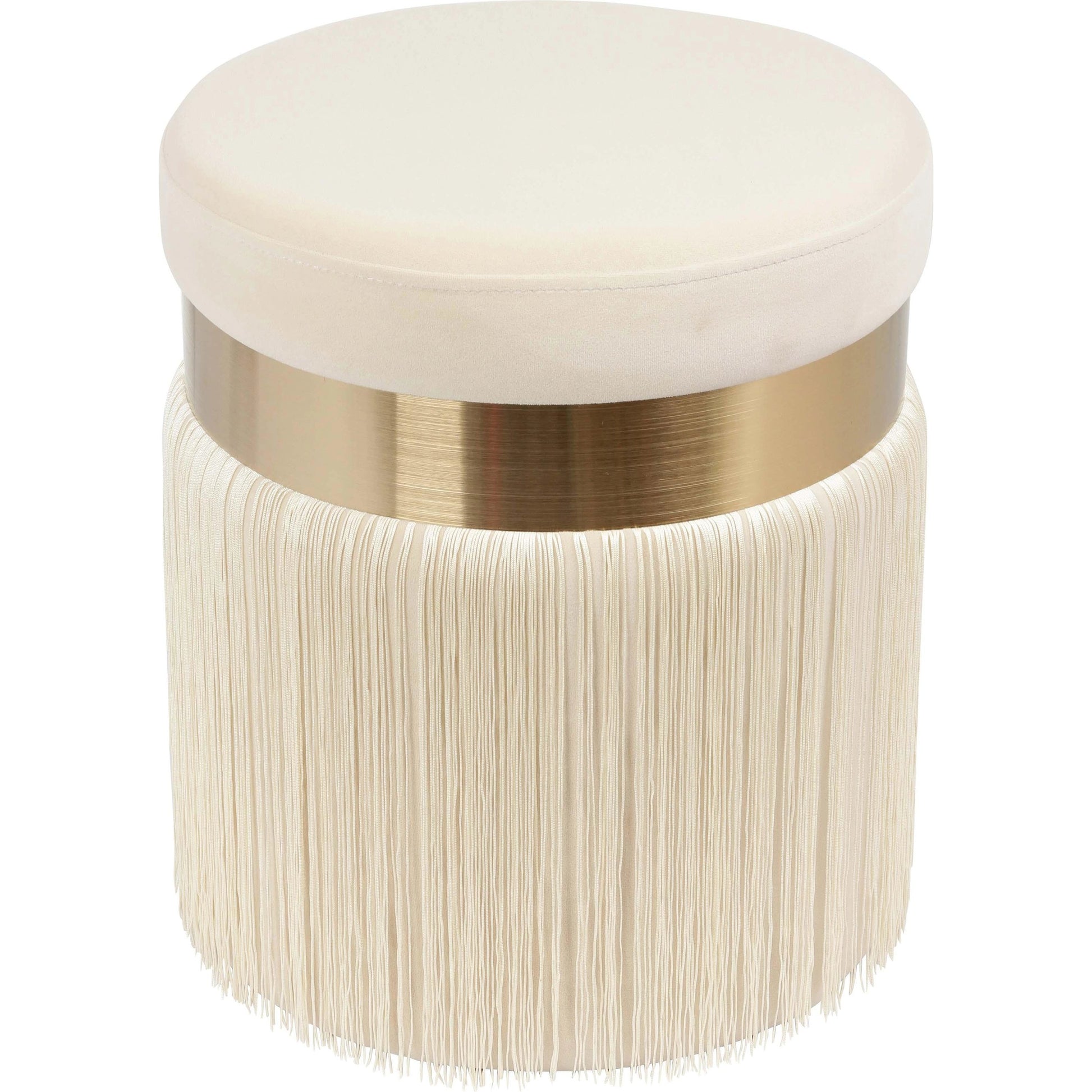 Melody Tasseled Ottoman by TOV Furniture. Made from velvet, mdf in a transitional style.