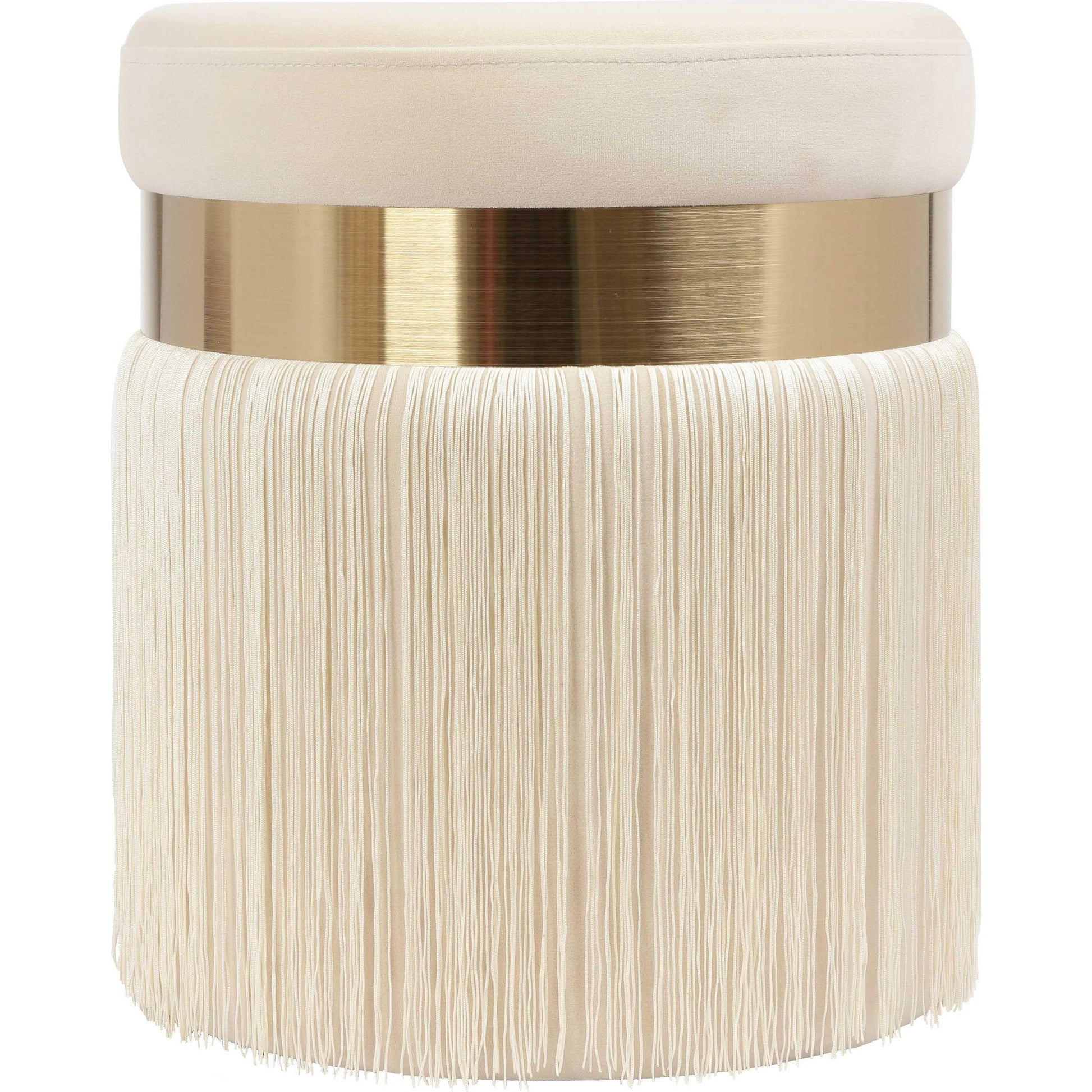 Melody Tasseled Ottoman by TOV Furniture. Made from velvet, mdf in a transitional style.