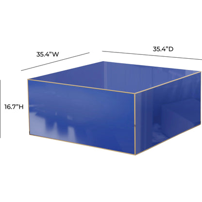 Havana Coffee Table by TOV Furniture in blue. Made from glass, mdf, stainless steel in a modern style.