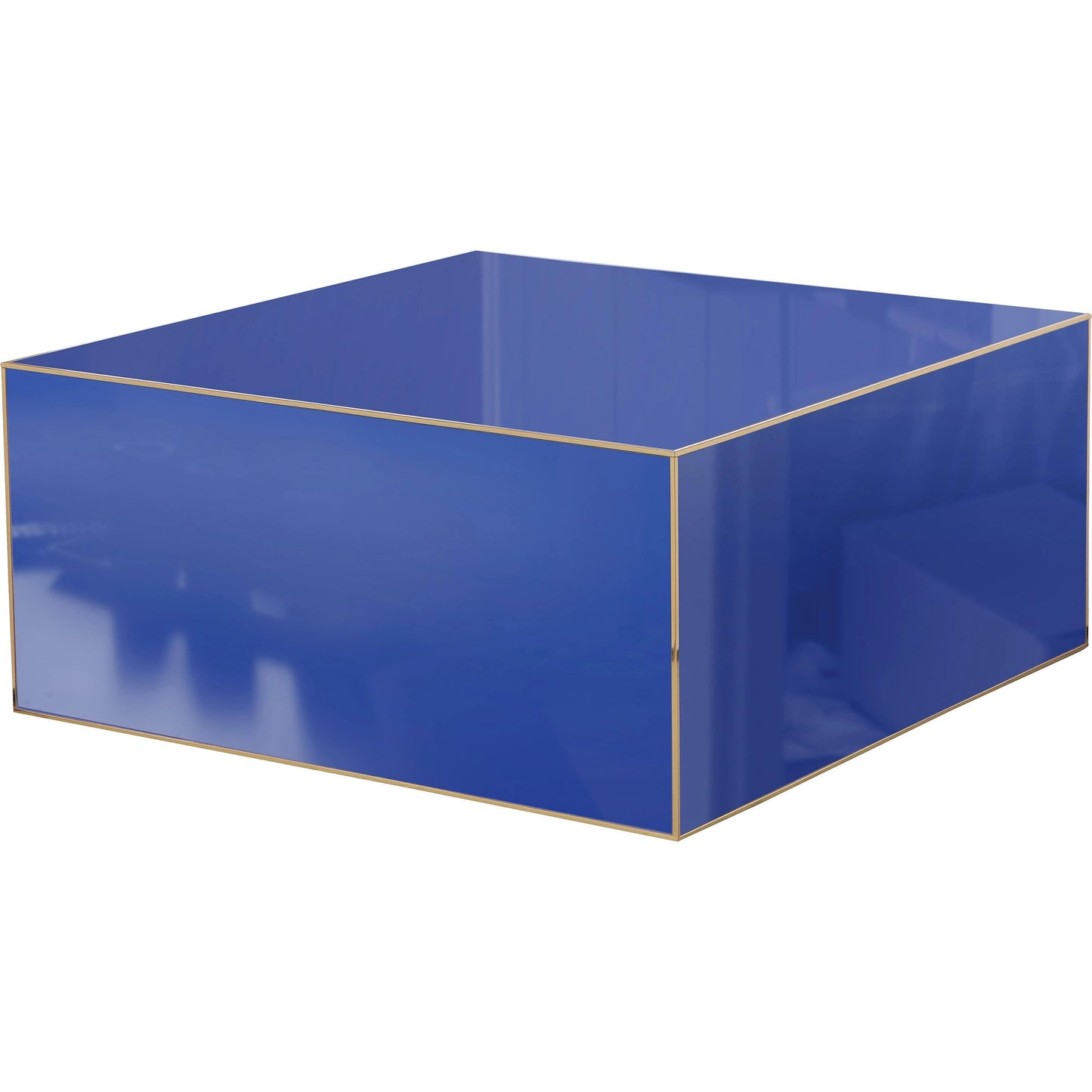 002 SI-1984404 | Primary Silo | Havana Coffee Table by TOV Furniture in blue. Made from glass, mdf, stainless steel in a modern style.