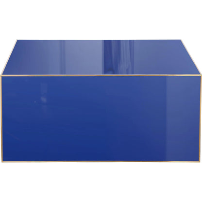Havana Coffee Table by TOV Furniture in blue. Made from glass, mdf, stainless steel in a modern style.