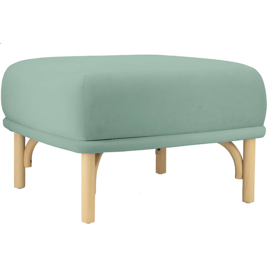 Desiree Velvet Ottoman by TOV Furniture in blue. Made from rattan, velvet, wood in a modern style.